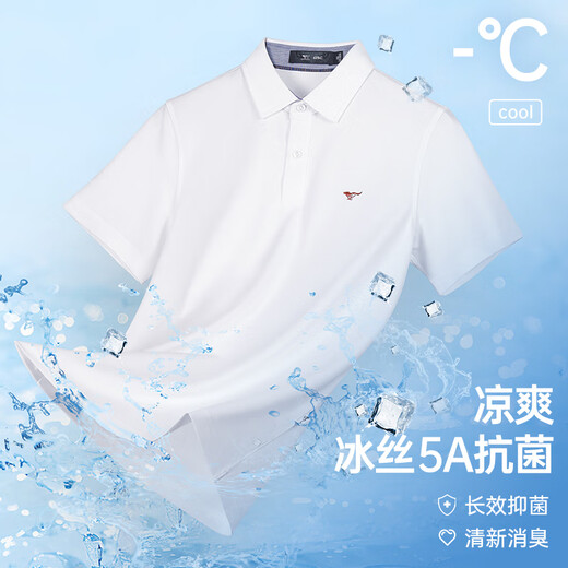 七匹狼短袖T恤男夏季商务保罗衫POLO冰爽抗菌翻领打底衫男装冰丝凉感 浅蓝色-5A抗菌冰爽透气 L (170)