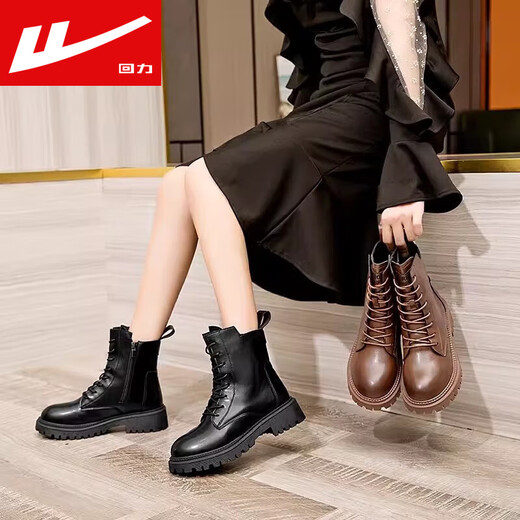 Pull-back Martin boots for women 2023 new autumn high-top boots for women British style women's boots Korean style short boots for women black single lining 38