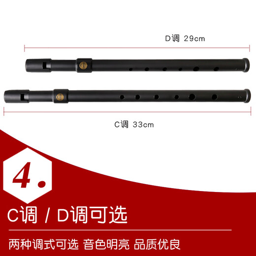 Shanbei Irish Whistle Flötenanfänger für Erwachsene C-D-Einstellung Zinnflöte Mattharz Frosted 6-Loch-Musikinstrument C-D Anpassung + Rich + Lehrbuch