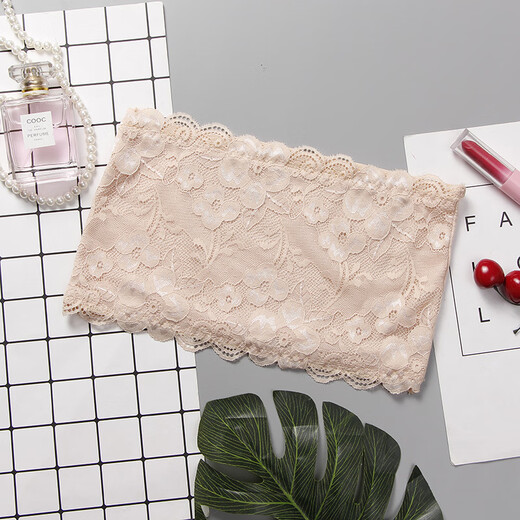 Women's lace thin one-piece bra wrap bottoming tube top girl bust anti-exposure vest underwear back lace black one size