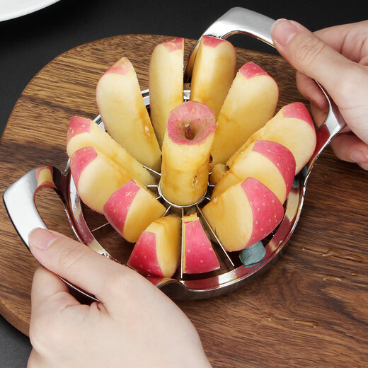 FANCYCHIC Stainless Steel Apple Cutting Tool Large Fruit Divider Multifunctional Peeling and Core Separation Tool Slicer 12-cut 304 Stainless Steel-Blade 10cm