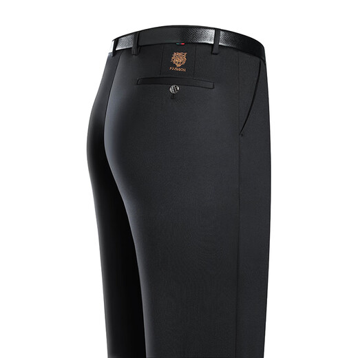 Woodpecker (Tucano) Casual Hosen für Männer Frühling und Herbst gerade lose Hosen für Männergeschäft komfortable elastische Nicht-Eisen-Anzughose für Herrenkleidung 686A Schwarzer reguläres regulär 38 ca.