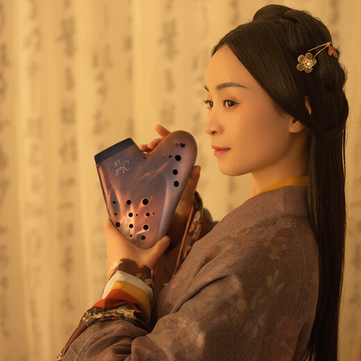 雅的陶笛AF三管素烧轻吹型专业演奏级中音F调紫砂泥熏烧青花陶土乐器 AF三管【轻吹型】素烧