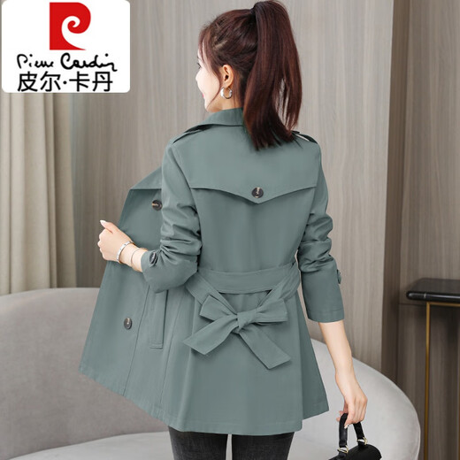 Pierre Cardin (pierre cardin) windbreaker women's wear early spring and autumn 2025 new style this year's popular tops small mid-length coat coat dark green (with lining) XL (115-130Jin Jin equals 0.5 kg)
