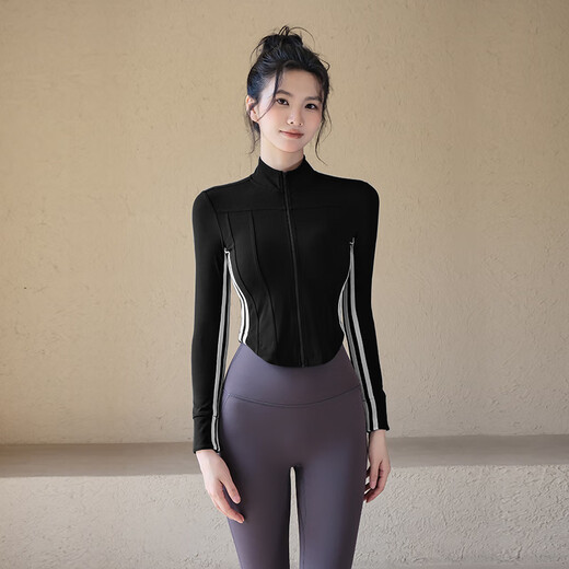 LULULOMDDW2024 New Lightweight Breathable Yoga Wear Women's Professional Pilates Training Fitness Jacket Top Sports Jacket Navy Blue L