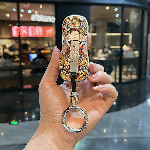 百车达适用保时捷钥匙套Tayca新卡宴玛卡macan帕拉梅拉/718/911汽车壳扣 B款【一路平安】+财神挂件 保时捷钥匙包