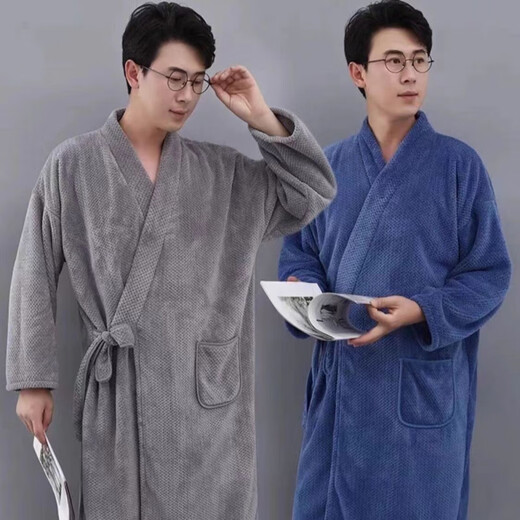 90-200Jin [Jin equivale a 0,5 kg de la bata de baño al estilo de toalla de baño para vestidos de baño para hombres para todas las estaciones se pueden usar, envolver y absorbente. Basta de baño de hombres grises. Se puede usar una talla 90-200Jin [Jin es igual a 0.5 kg]