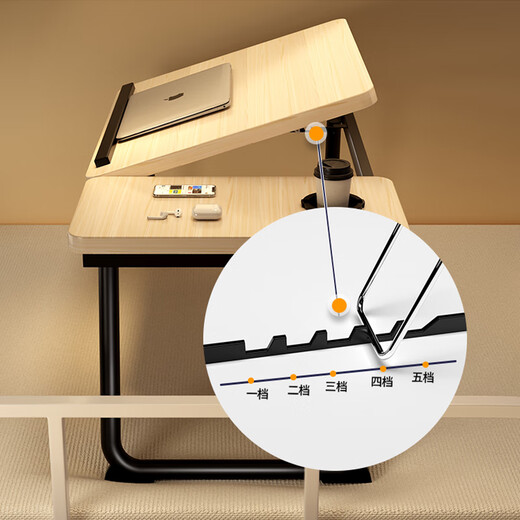 Nifeng bed computer table can be lifted and folded laptop table college dormitory dormitory lazy study table five-level adjustment / warm white / cup holder