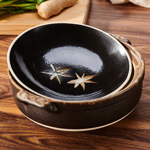 可可屋日本原装进口万古烧日式彩虹樱花十草土锅砂锅寿喜锅煲仔饭锅 M3892  京红叶8号 2.1L