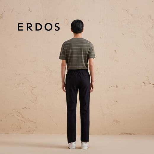 ERDOS pure cotton straight pants business workplace commuting style solid color men's trousers casual pants black S