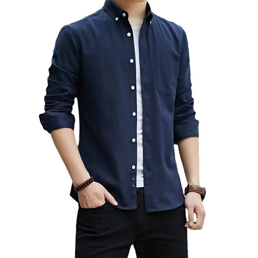 Long-sleeved shirt for men's business white shirt slim fit men's formal workwear free large size professional suit Oxford spinning shirt Oxford spinning gray 3XL Recommended 145-160Jin [Jin equals 0.5 kg]
