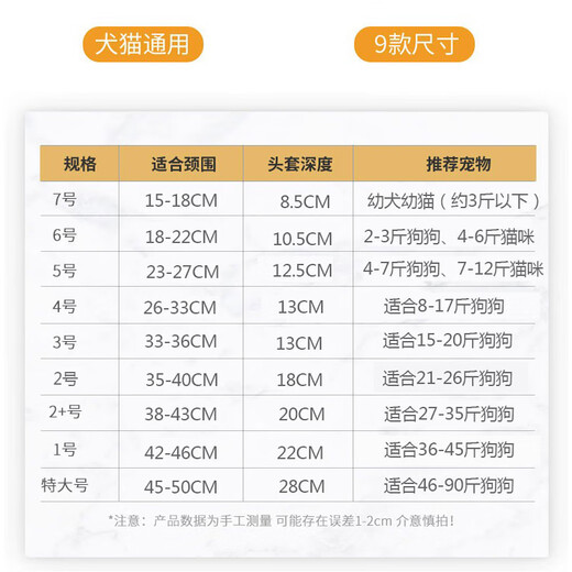 Dog and cat collar headgear, anti-licking shame circle, neutered Elizabeth cat supplies, No. 7 suitable for kittens under 3 months old