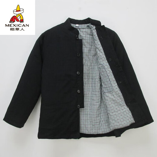 Scarecrow old man pure cotton handmade cotton coat men's old-fashioned winter cotton jacket cotton pants loose large size thickened soft warm jacket black living table XL (weight 100-120Jin Jin equals 0.5 kg)