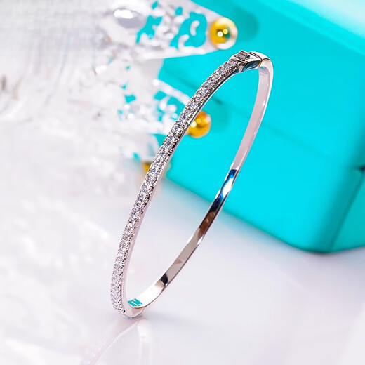 Junpo platinum bracelet PT950 moissanite women's half-circle micro-set single diamond simple and versatile fashion 18K gold elegant bracelet platinum gold