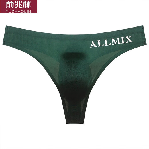俞兆林（YUZHAOLIN）丁字裤低腰U凸弹力紧身性感男士T内裤一片式冰丝无痕露臀运动健身 男DZ 冰丝黑一条 L