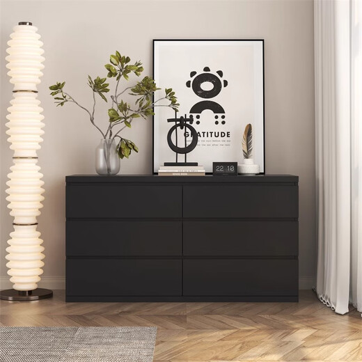Shantoulin pueblo de madera sólida Cofre de gabinete Nórdico Cajero de la sala de estar del dormitorio del dormitorio Estilo americano Cofre de gabinete negro Badou 1583*40*996 Altura Cofre de madera sólida pura pura Cofre de gabinete