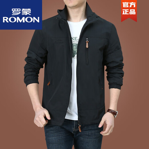 罗蒙（ROMON）户外男士外套秋冬季2025新款中年男装秋装上衣服加绒夹克男春秋厚 9898黑色 款 加绒 M