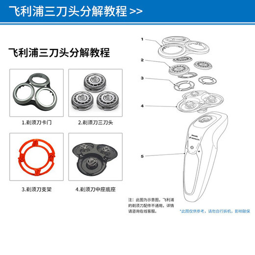 普湃适用飞利浦S9000系列剃须刀头SH90刀头适配S9850/9731/SP9863/RQ1258CC配件三刀片+三刀网