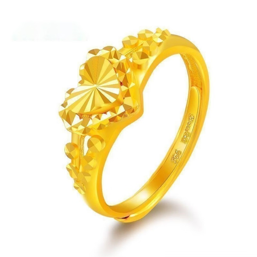 2023 new Hong Kong duty-free ring golden love gold-plated jewelry fashionable heart-shaped adjustable sand gold gift