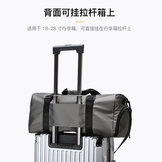健身包大容量男士旅行包干湿分离单肩斜挎包独立鞋仓训练手提包 香槟色【干湿分离+独立鞋仓】 25L【可套行李箱】多种背法