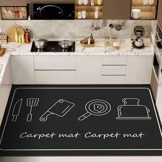 Xuxian floor mats, kitchen floor, stain-resistant mats, household anti-slip carpets, water-absorbent and oil-proof, large-area custom-made foot mats, versatile cutlery, 140*180cm, waterproof and anti-scalding