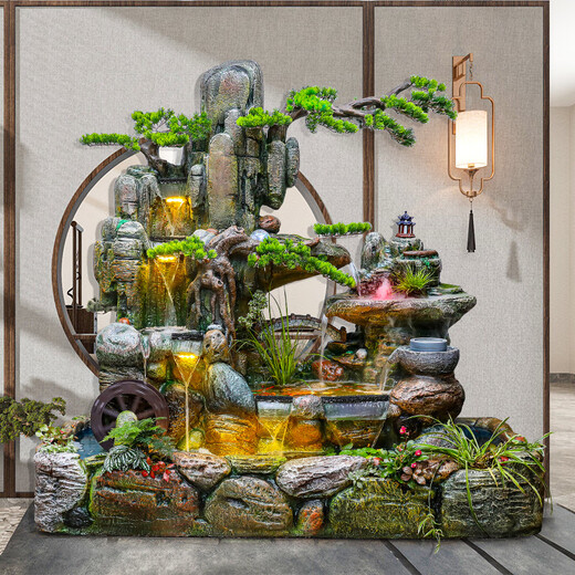 Naiyuan Water Tank Garden Rockerie Pond Pond Waterfall Water Fountain Ornement balcon extérieur Terrasse Plancher circulant dans l'eau Paysage 688 Installation de pack moyen [175 * 78 * 160cm]