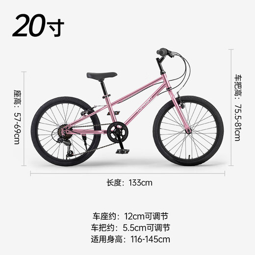 Touareg OCC ultra-light bicycle for children 6-12 years old girls bicycle primary school students New Year's Day gift Hummingbird 20-inch powder