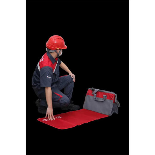 Jingzhiguo tool bag multifunctional repair after-sales shoulder bag thickened Oxford cloth waterproof electrician tool bag Hengrong gray red tool bag