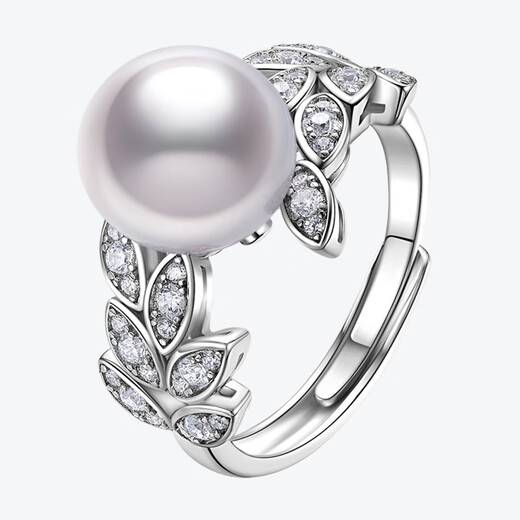 Meluxe S925 silver akoya seawater pearl ring live pearl women's ring birthday gift for wife akoya white 10-10.5mm