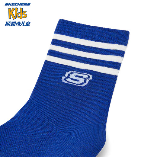 Skechers boys and girls sports socks are fashionable and comfortable winter children's antibacterial mid-calf socks 3 pairs L125K054 sugar white/wave blue/dutch canal blue/058J 3 pieces one size fits all (XL)