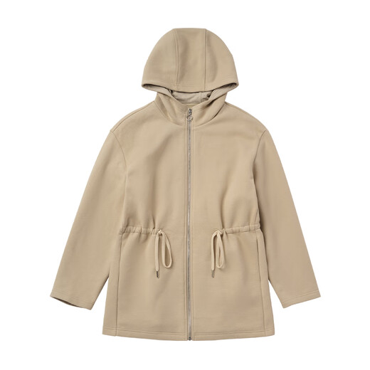 ALLBLU Youlan fleece sweatshirt jacket, soft and skin-friendly waist adjustable 24 autumn new women's adult jacket, gravel gray (pocket stitching needs to be removed by hand) 165