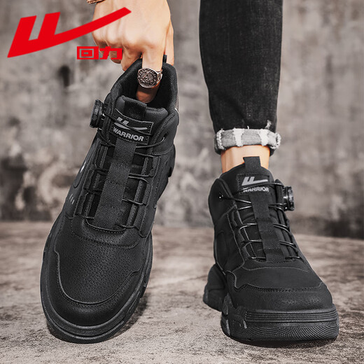 Huili Herrenschuhe 2025 Sommer Neuer Knopf Männer Martin Boots Retro Workwear Outdoor Wanderschuhe High Top Casual Schuhe Schwarz [Knopfstil] 41