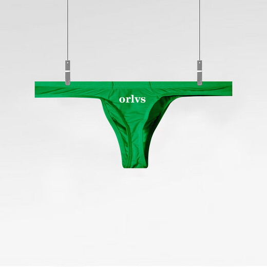 Modal thin sexy low-waisted seamless thong with large bulging bag breathable bikini bottoms for fitness men green 2XL