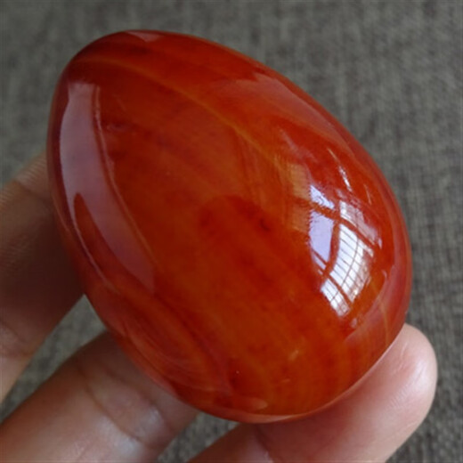 DRJEFUN Natural Red Agate Egg Handle Parts Raw Stone Ornaments Angry Management Egg Actual Practice Play No. 3527 Actual Practice One