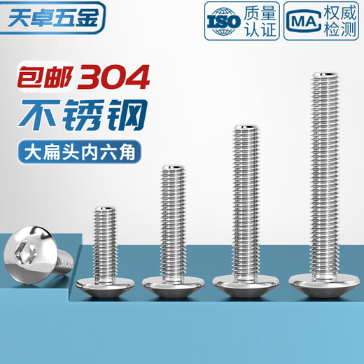 Tianzhuo Hardware 304 stainless steel large umbrella head hexagonal screws large flat head screws mushroom head round head bolts M3M4M5M6M8 M5*8- 50 pieces