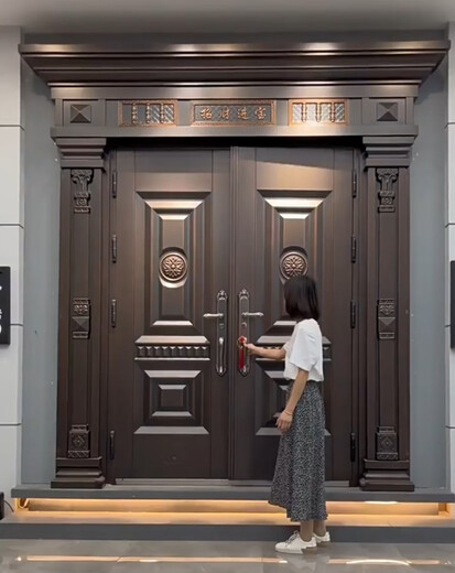 Delijia villa door simple home security door entrance door rural stainless steel double door living room zinc titanium alloy entrance style 2 per square