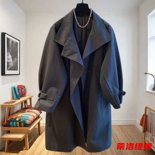 Tilotina European and American style large size 300 Jin [Jin equals 0.5 kg] Casual coat coat for women British windbreaker mid-length spring and autumn top for women loose black M 90-120 Jin [Jin equals 0.5 kg]