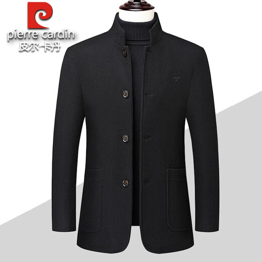 Pier Cardin Woolen Jacket Men's Spring y Autumn Nuevo chaqueta de lana de mediana edad para hombres engrosado Coloque Collar Daddy's 2025 Gray Single Model XL 180