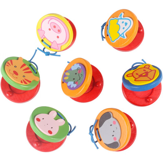 
Pastoral poetry Orff Children's Percussion Instrument Kindergarten wooden three-sentence half-cut plate round dance board baby music toy long handled plate (blue) 1 piece