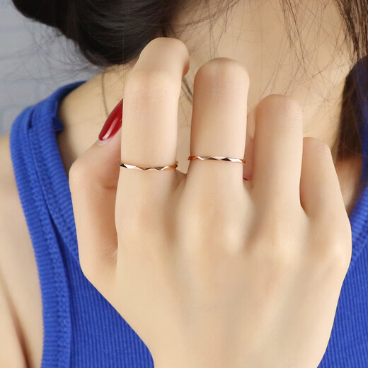 Fat Donglai's same style 18k rose gold plain ring water ripple thin titanium steel fashion personality niche design website rose gold No. 3