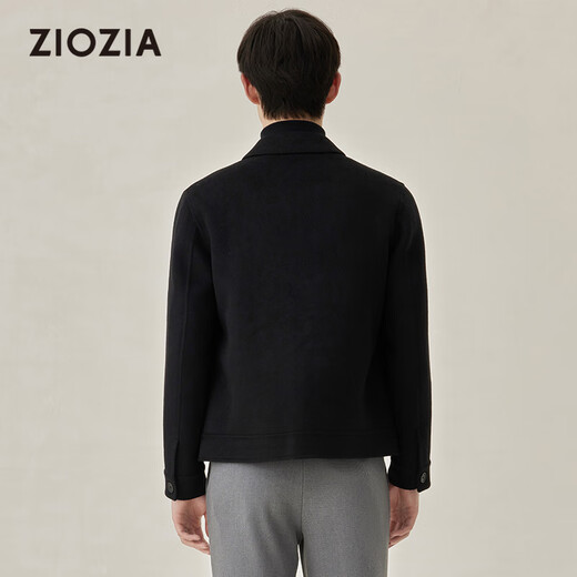 ZIOZIA【九牧王旗下】双面呢夹克外套男秋季羊毛都市质感上衣ZJJC4259B 黑色 100/175/96A