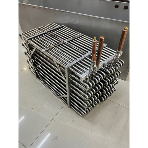 XMSJ工业冷水机3P5P10P匹厂家专用304不锈钢制冷盘管蒸发器换热冷却器 (10匹*3)120m16/1049*600*