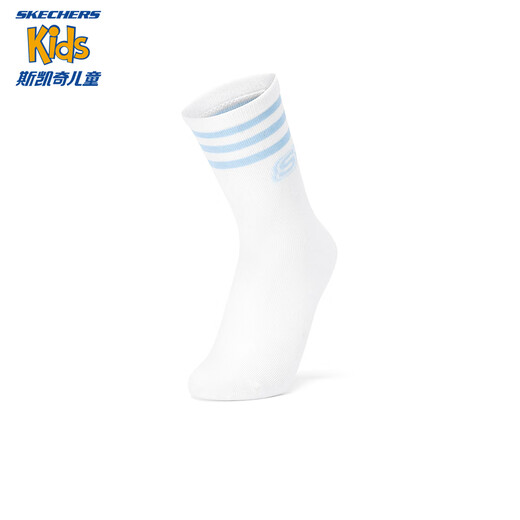 Skechers boys and girls sports socks are fashionable and comfortable winter children's antibacterial mid-calf socks 3 pairs L125K054 sugar white/wave blue/dutch canal blue/058J 3 pieces one size fits all (XL)