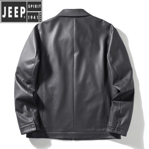 JEEP SPIRIT light luxury high-end imported ecological microfiber leather spring and autumn style men's business casual lapel imitation leather jacket gray 180 (recommended 140-155 Jin [Jin equals 0.5 kg])