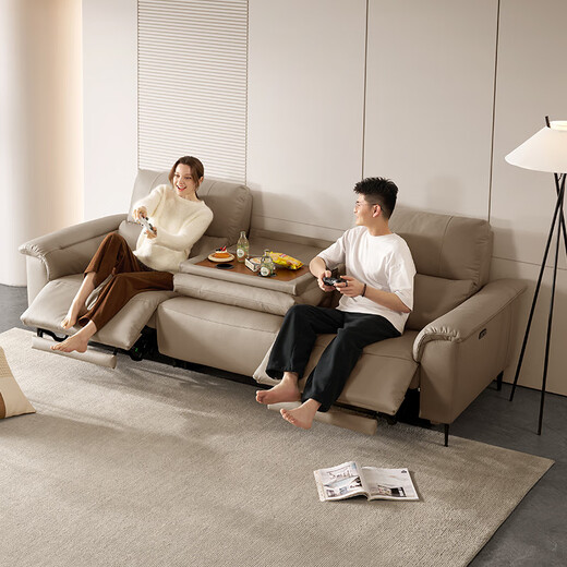 Gujia Home (KUKA) zero-to-wall electric sofa living room 6196 Napa oak coffee 3 persons 2 electric + 7097 coffee table corner table