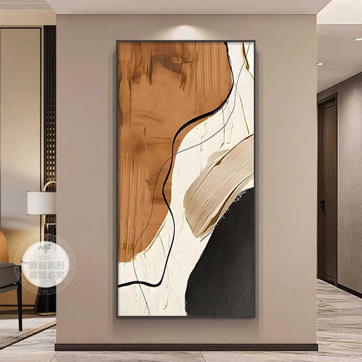 Huaixue modern simple entrance decorative painting abstract living room entrance door hanging painting light luxury atmospheric corridor mural E1396 Suran Art B 40*80 (recommended walls of 0.6 meters-0.7 meters) texture oil canvas ps black frame