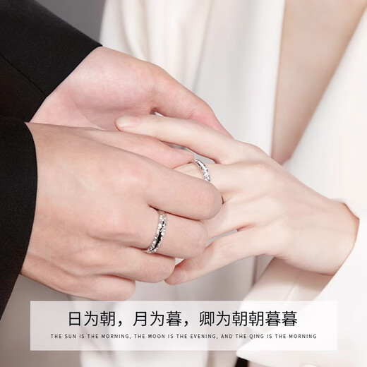 MZMZ Missing You Platinum Couple Ring PT950 Platinum Pair of Rings Valentine's Day Birthday Gift for Girlfriend and Wife Light Luxury - Men's Ring