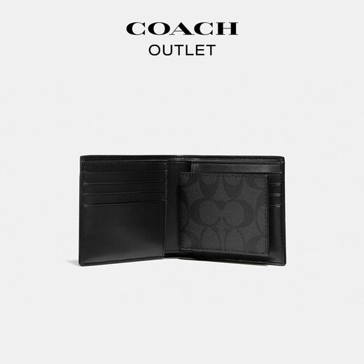 蔻驰（COACH）【七夕礼物】奥莱男士男包经典标志帆布VARSITY条纹三合一钱包 青铜色/炭黑色/蓝色/白色