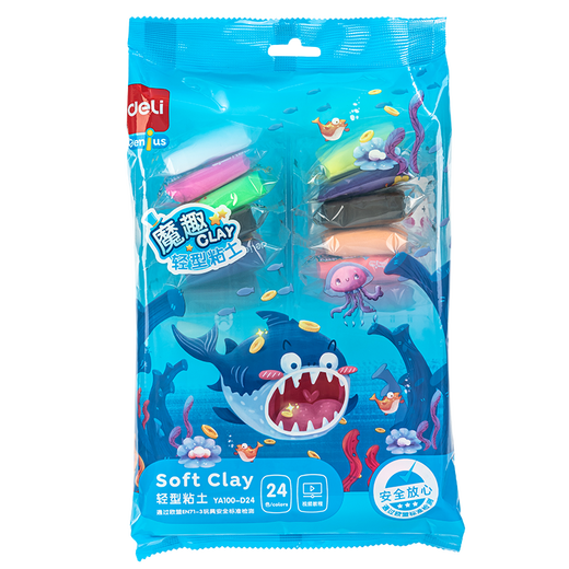 Deli Power Cladmine Cladminal Rubber Mud 24-color 10 bags of student Children's Toys Birthday Gift YA100-D24