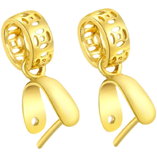 Fat Donglai's same style 18k gold jade buckle accessories buckle melon seed buckle jade beeswax pendant buckle copper coin blessing word large hollow style (thickened)